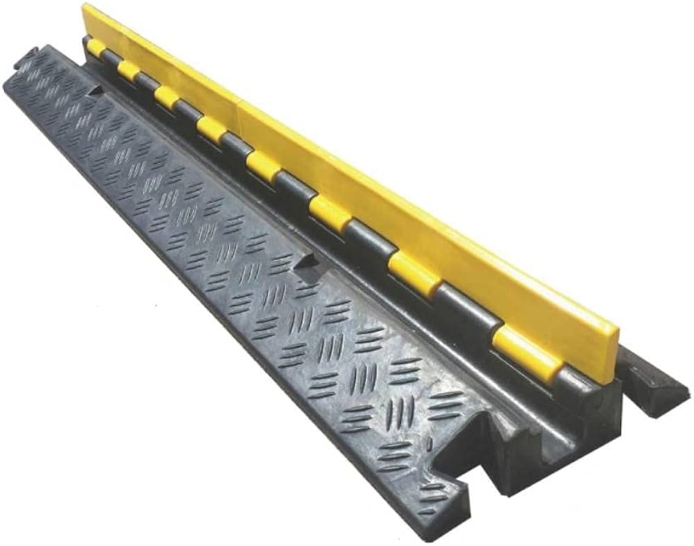 Heavy-Duty 1-Channel Cable Ramp Protector for Indoor & Outdoor Use – Secure Cable Protection