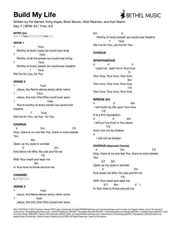 How to Play Build My Life Chords with Lyrics for Guitar & Ukulele