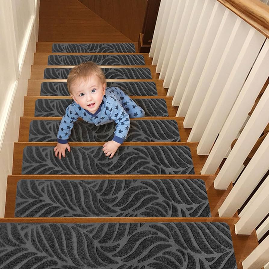 Non-Slip Indoor Stair Treads for Wooden Steps – 15pcs Self-Adhesive Carpet Runners