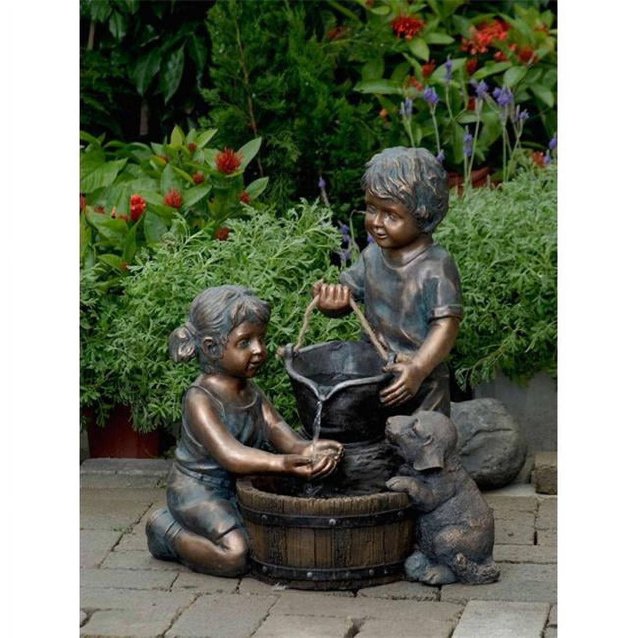 Buy Jeco FCL066 Two Kids and Dog Water Fountain - Indoor/Outdoor Resin Fountain