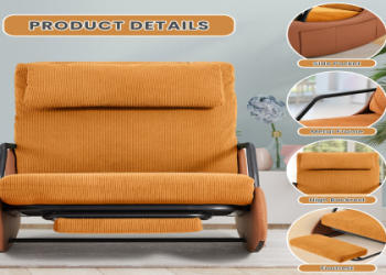 Indoor Rocking Chair for Relaxation: Comfortable Upholstered Glider with Side Pocket