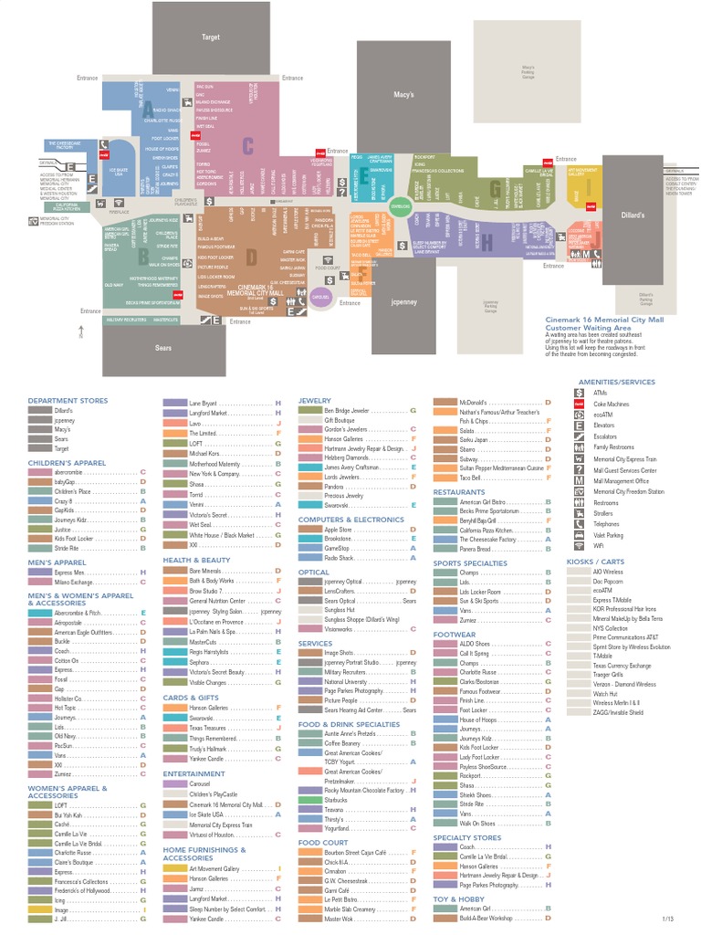 Dining at Memorial City Mall: Complete Food Court Map.